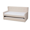 Baxton Studio Giorgia Beige Upholstered Twin Size Daybed with Trundle 156-9578